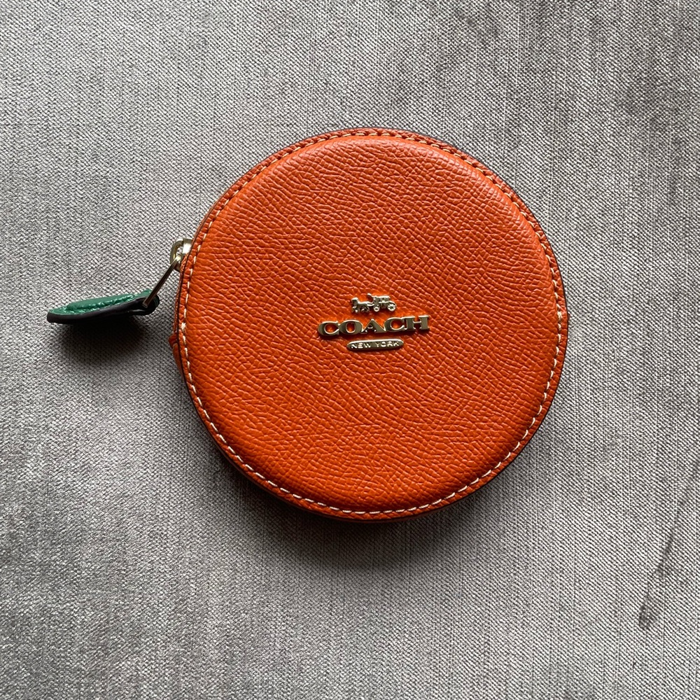 Coach Small Round Zip Coin Pouch - Orange